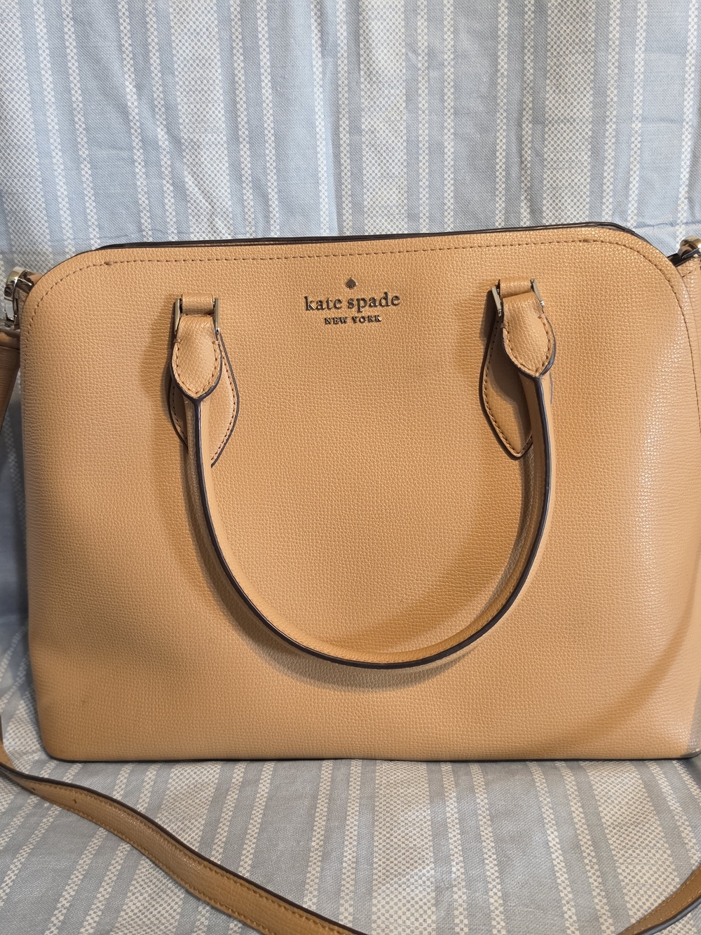 kate spade Pebbled Leather Dome Satchel in Tan